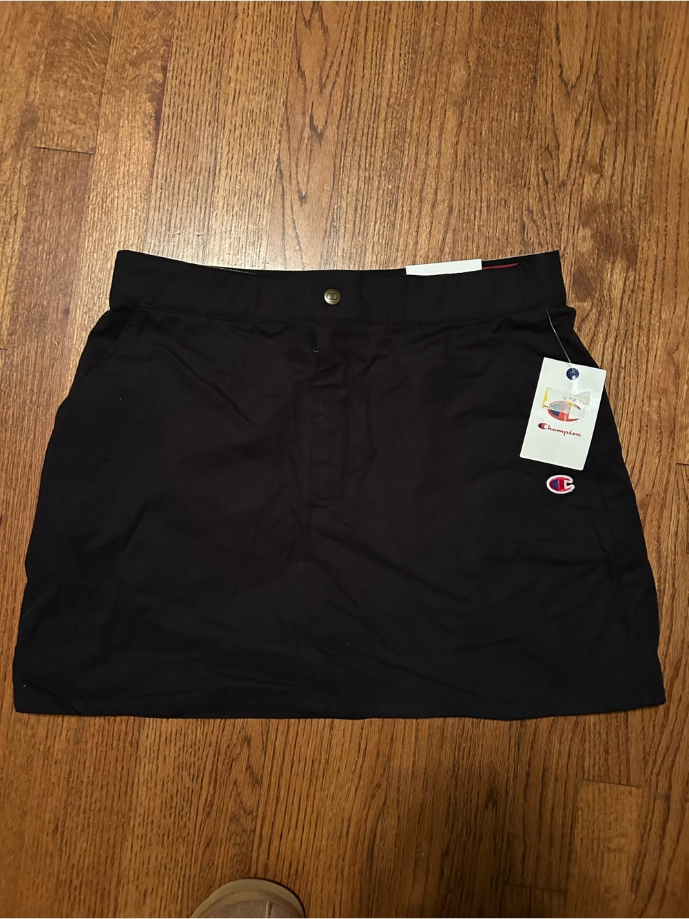 Champion Black Mini Skirt with Logo Accent